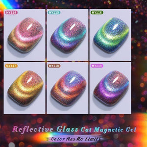 6 Colors Cat Magnetic Gel MY114-MY119 Reflective Glass 10ml Gel Nail Polish BORN PRETTY