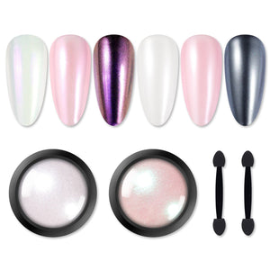 2 Boxes White Pink Pearl Nail Powder Set Nail Powder BORN PRETTY