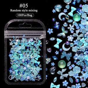 100pcs Colorful Bowknot Flowers 3D Nail Decorations Nail Art No Brand 05