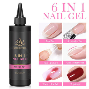 6 in 1 Nail Glue Gel Clear 250g Gel Nail Polish BORN PRETTY