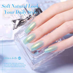 Light Blue Hema-Free Glitter Jelly Gel Polish #02 15ml Gel Nail Polish BORN PRETTY
