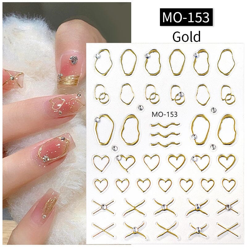 Metal Rhinestones 3D Nail Sticker MO153-Gold Nail Art No Brand
