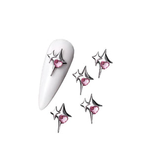 5pcs Alloy Rhinestones Nail Decorations #01 Star Heart