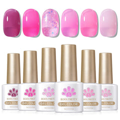 6 Colors Jelly Gel J31 Pink Muse 7ml Gel Nail Polish BORN PRETTY