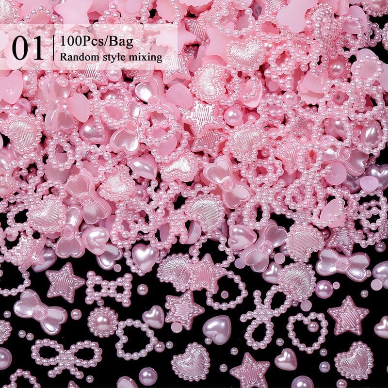100pcs Nail Decoration Pearl Charms Mixed Nail Decoration No Brand 01