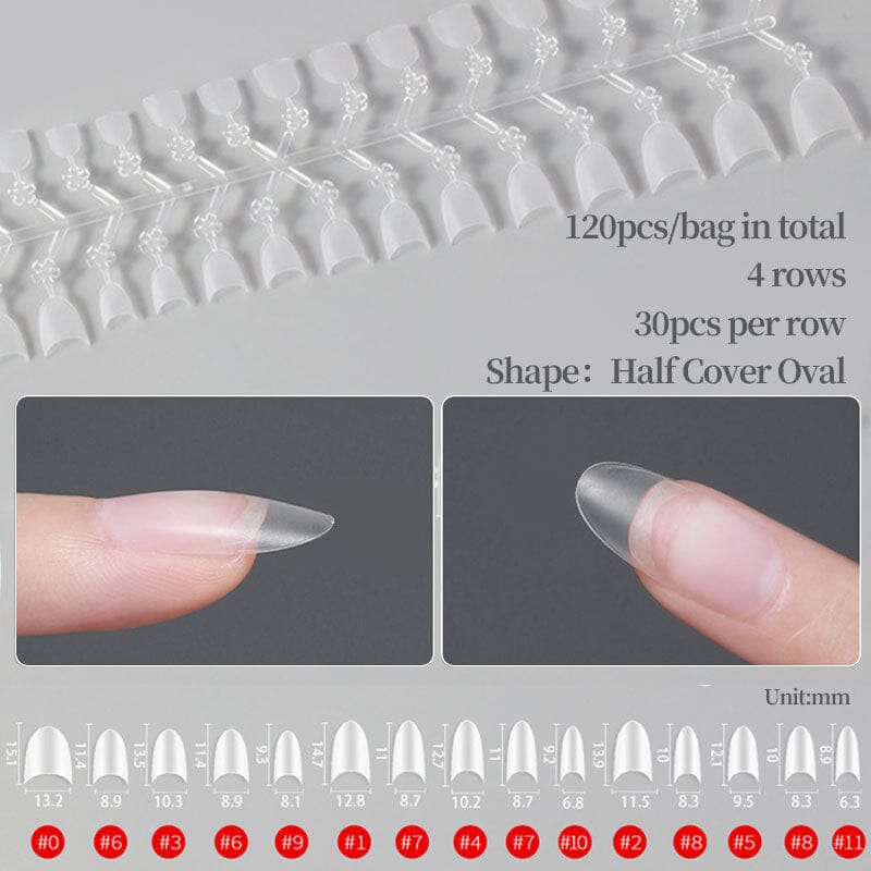 120pcs Oval Half Cover Matte False Nail Tips Nail Tips No Brand
