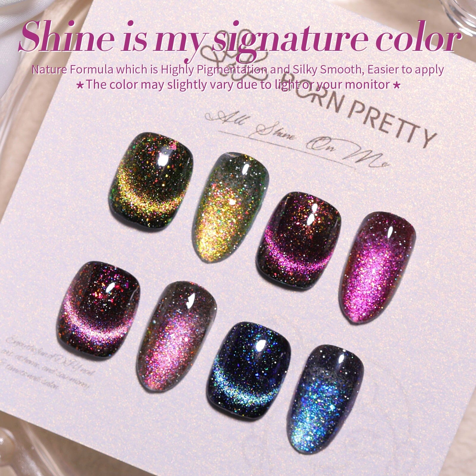 4 Colors 9D Flakies Reflective Cat Magnetic Gel 5ml Gel Nail Polish BORN PRETTY