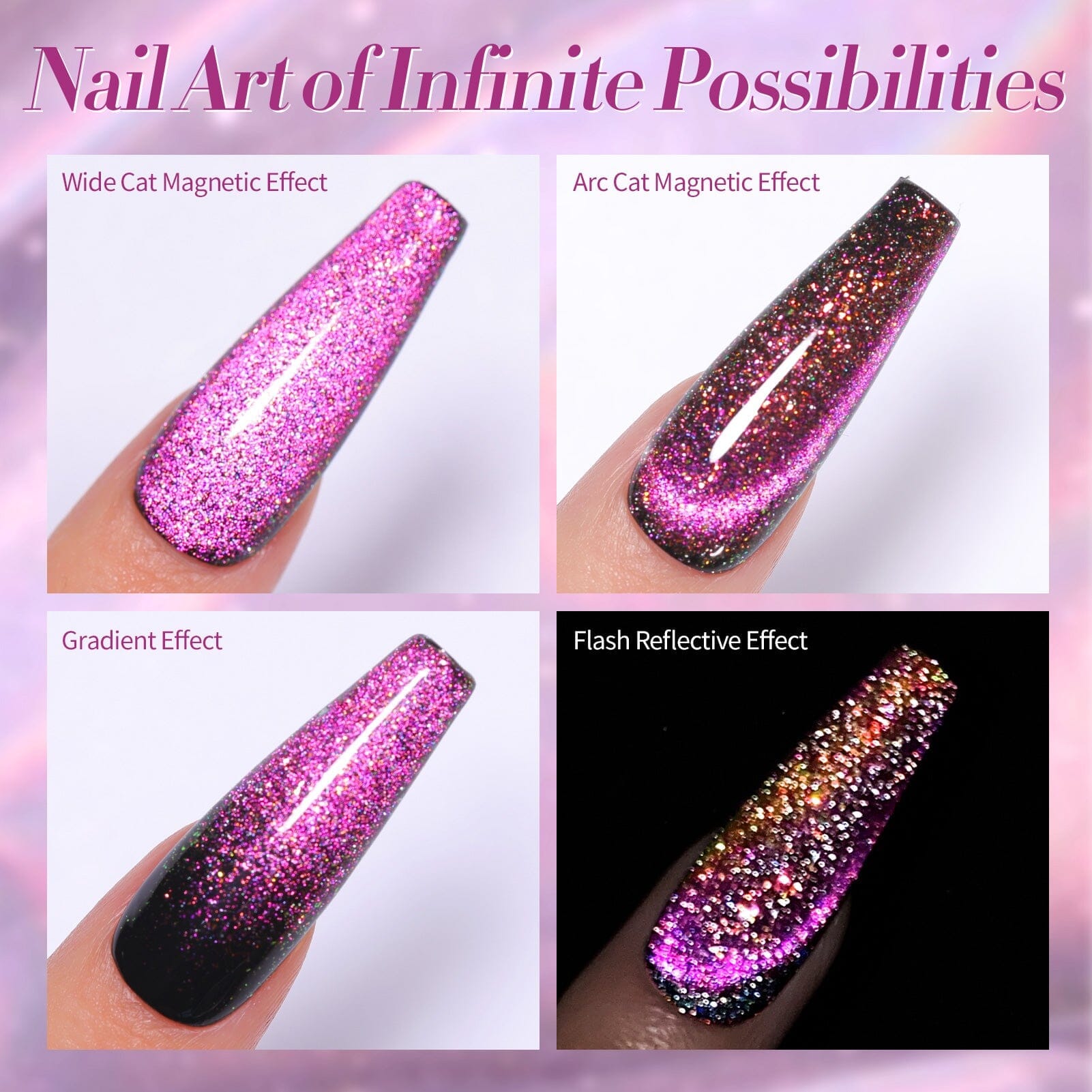 4 Colors 9D Flakies Reflective Cat Magnetic Gel 5ml Gel Nail Polish BORN PRETTY