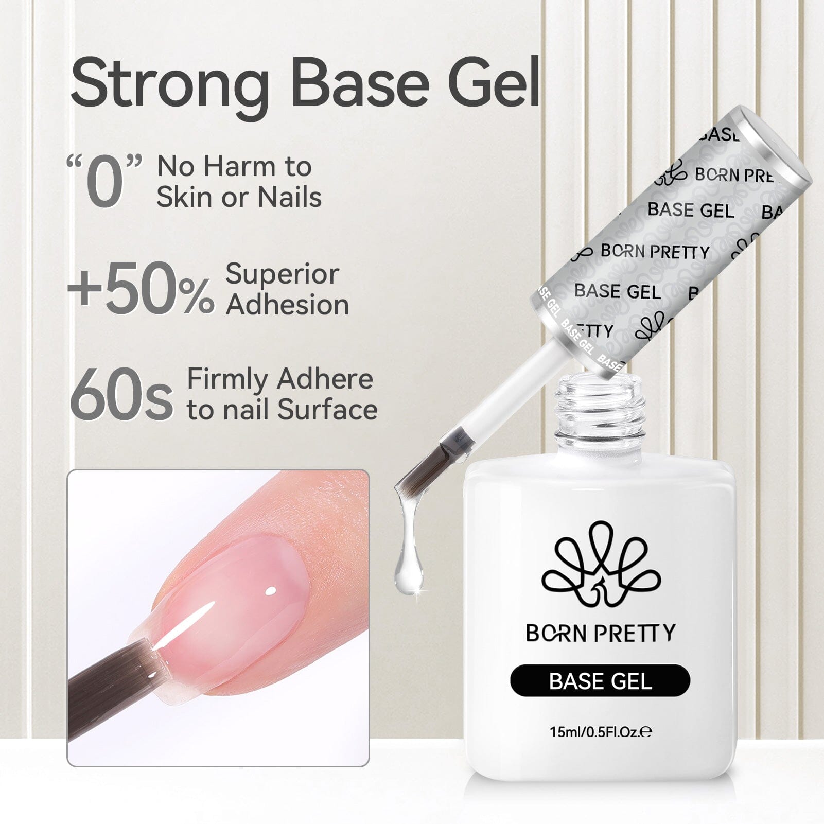 2 Bottles Base Gel Super Top Coat Set 15ml Gel Nail Polish BORN PRETTY