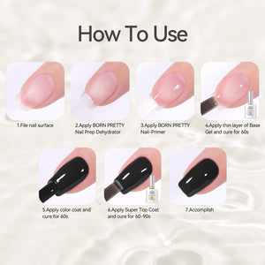 2pcs Set Base Gel & Super Top Coat 15ml Gel Nail Polish BORN PRETTY