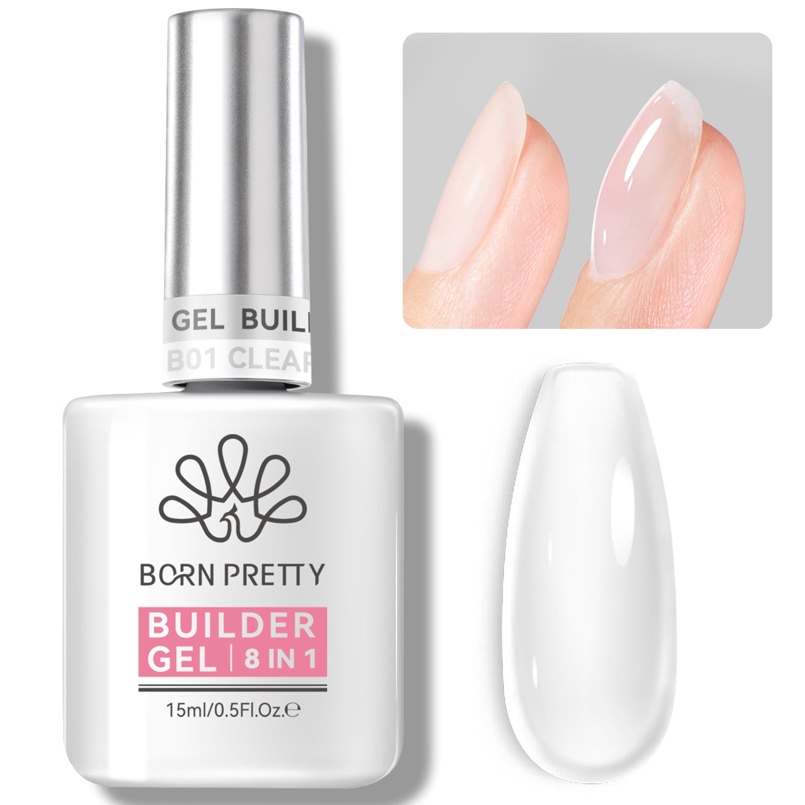 15ml 8 in 1 Builder Gel BG01 Clear Gel Nail Polish BORN PRETTY