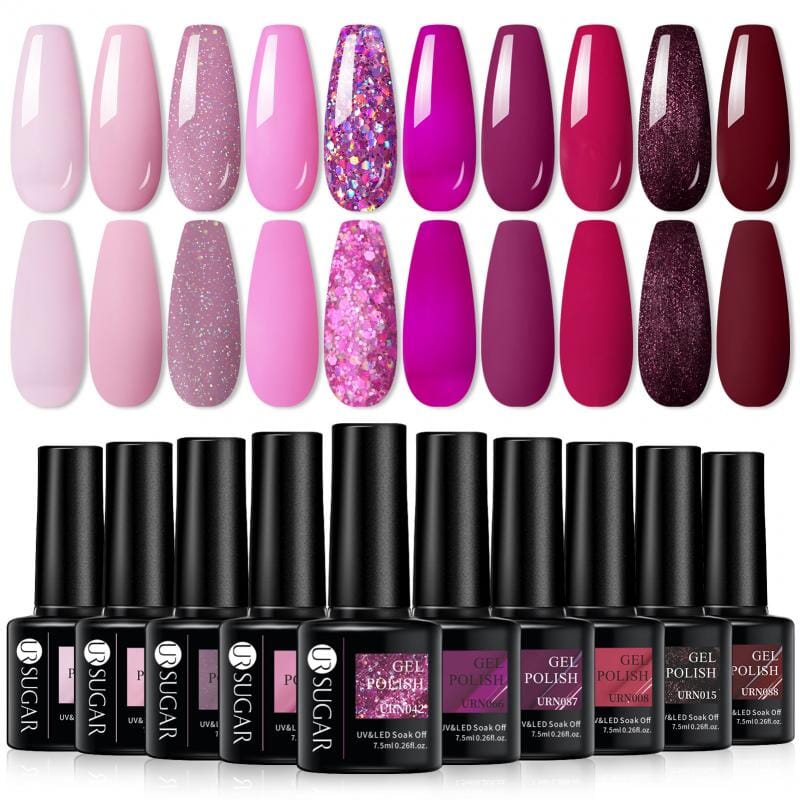 10pcs Color Gel Set Back To The Fuchsia 7.5ml Gel Nail Polish UR SUGAR