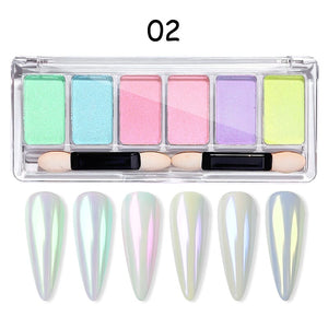 6 Grids Metallic Mirror Chrome Nail Powder Nail Powder No Brand 02