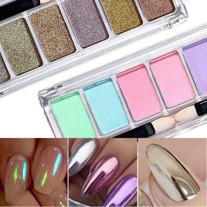 6 Grids Metallic Mirror Chrome Nail Powder Nail Powder No Brand