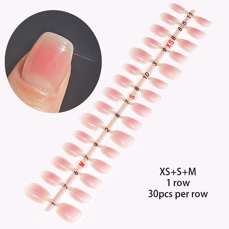 30pcs 15 Sizes Short Square Blush Gradient False Nail Tips Press on Nails Tools & Accessories No Brand 02