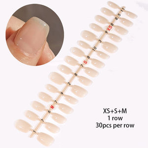 30pcs 15 Sizes Short Square Blush Gradient False Nail Tips Press on Nails Tools & Accessories No Brand 04