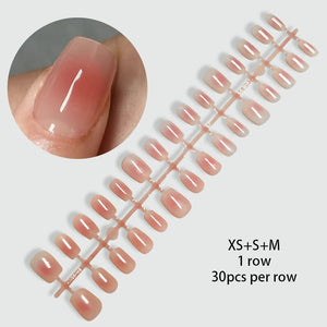 30pcs 15 Sizes Short Square Blush Gradient False Nail Tips Press on Nails Tools & Accessories No Brand 06