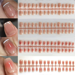 30pcs 15 Sizes Short Square Blush Gradient False Nail Tips Press on Nails Tools & Accessories No Brand