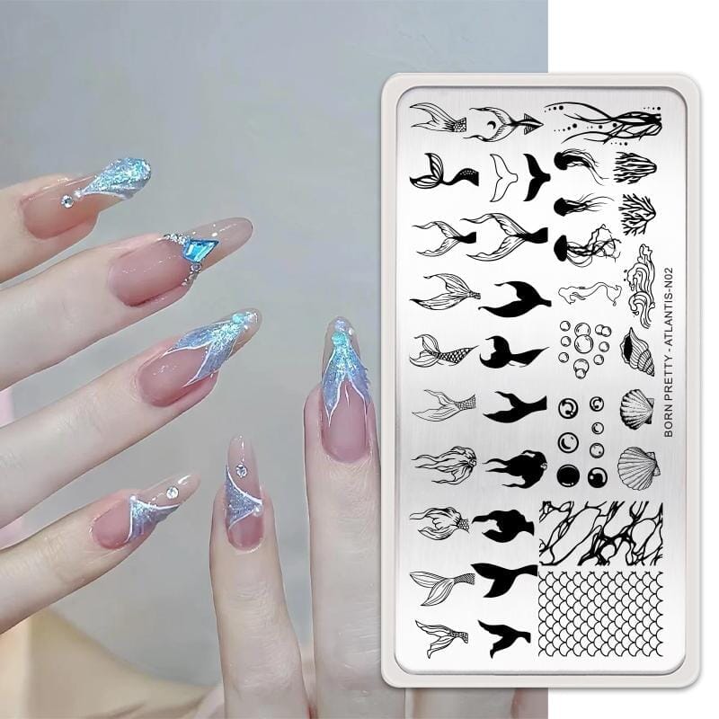 Rectangle Nail Stamping Plates Stamping Nail BORN PRETTY N02