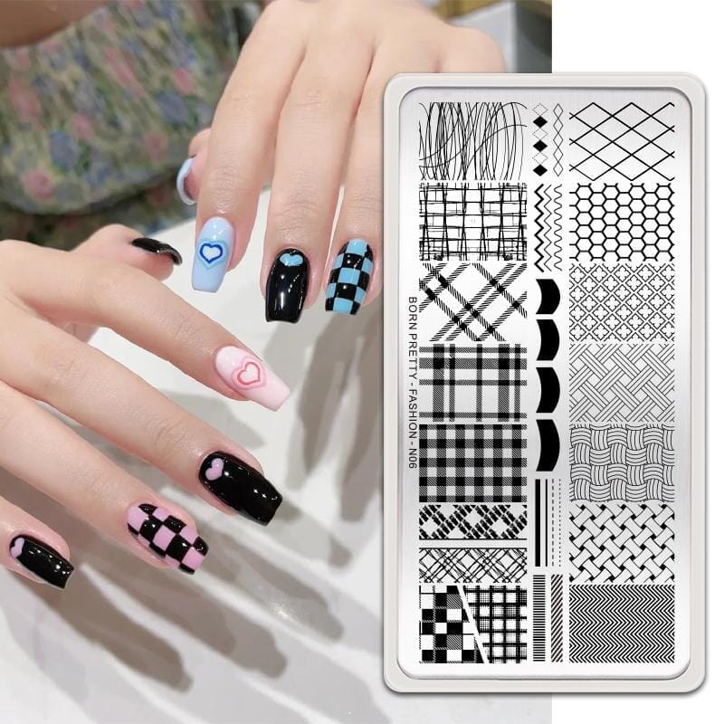 Rectangle Nail Stamping Plates Stamping Nail BORN PRETTY N06