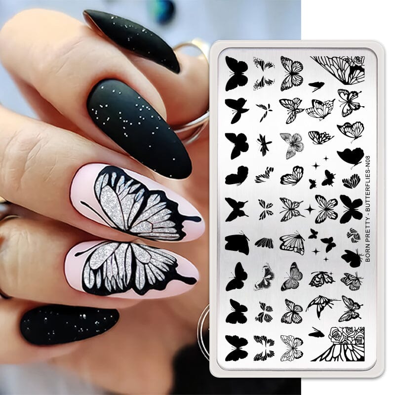 Nail Stamping Plate BUTTERFLIES-N08 Stamping Nail BORN PRETTY