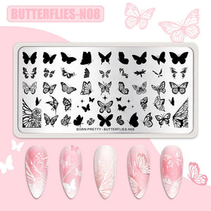 Stamping Plate BUTTERFLIES-N08 Nail Stamping BORN PRETTY