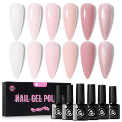 6 Colors Rubber Base Gel Set Warm Jade 7ml Base & Top Coat UR SUGAR
