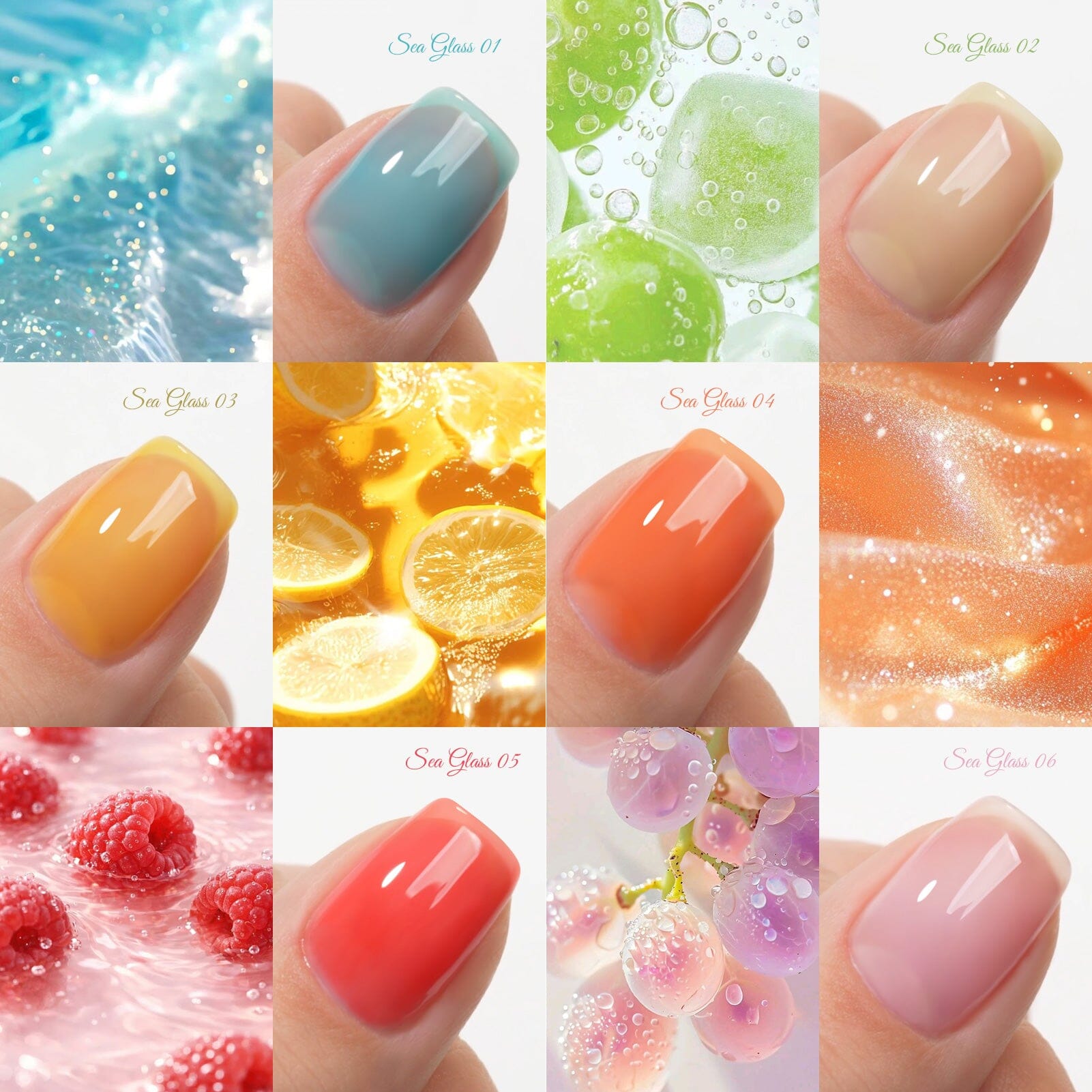 6 Colors Jelly Gel J30 Sea Glass 7ml Gel Nail Polish BORN PRETTY