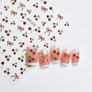 3D Nail Art Stickers Orange Strawberry Cherry Bee Patterns Nail Sticker No Brand