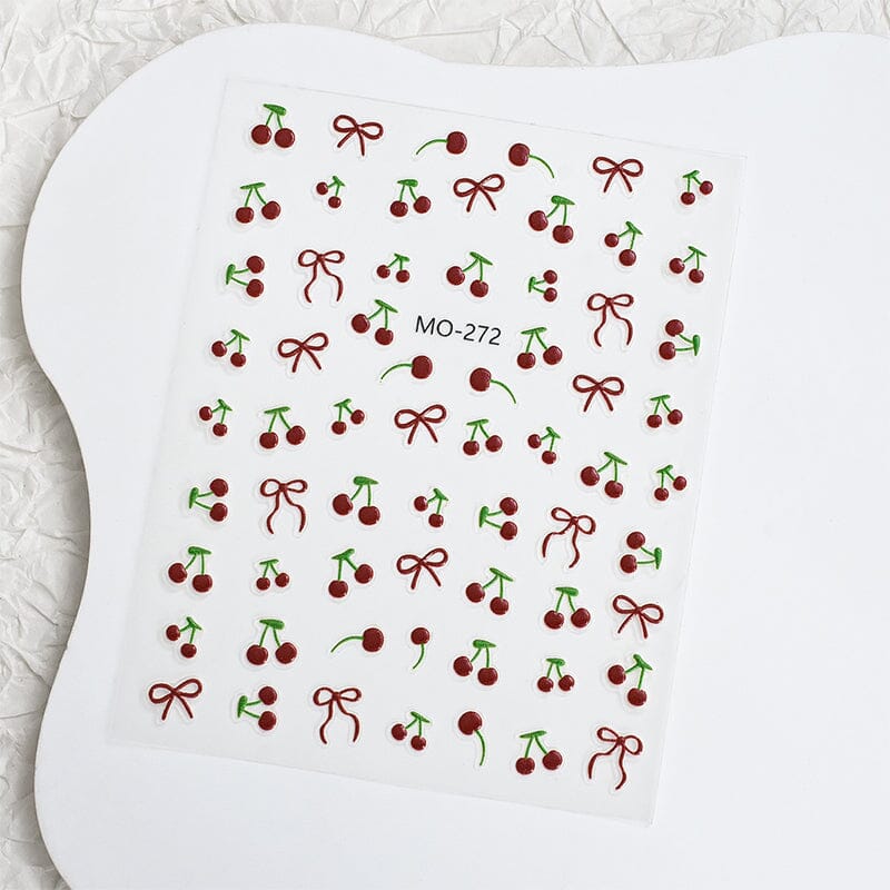 3D Nail Art Stickers Orange Strawberry Cherry Bee Patterns Nail Sticker No Brand