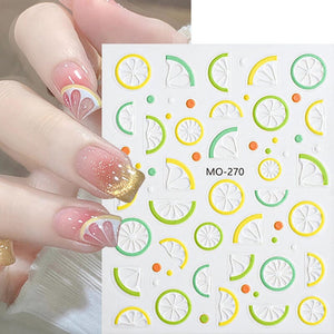 3D Nail Art Stickers Orange Strawberry Cherry Bee Patterns Nail Sticker No Brand