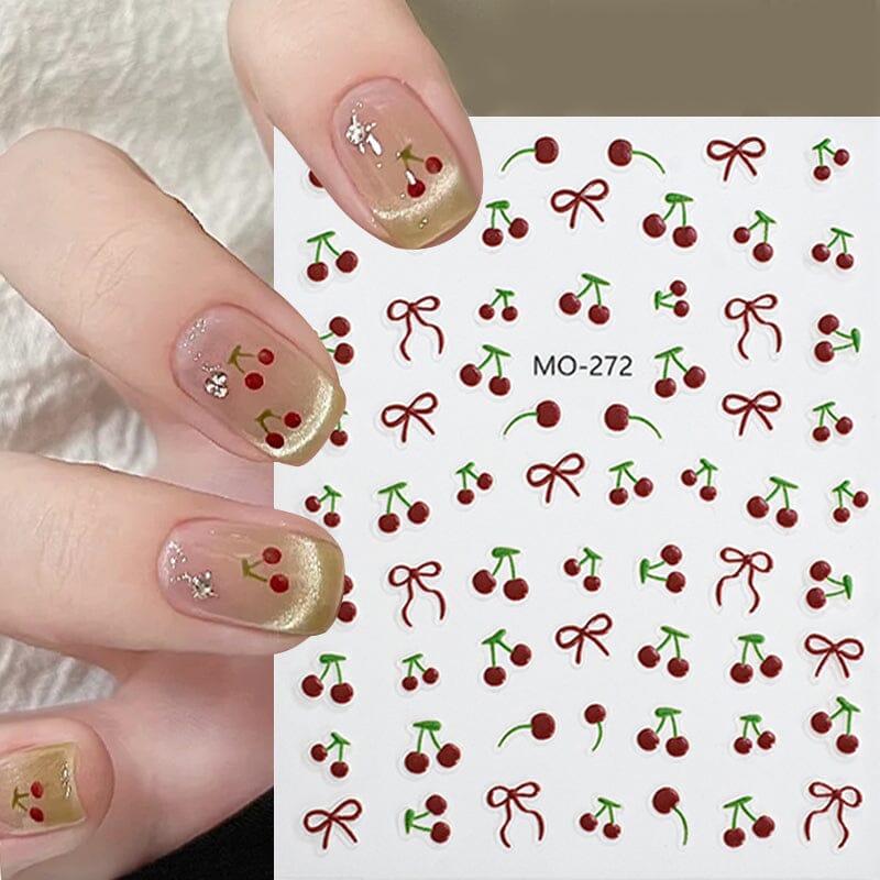 3D Nail Art Stickers Orange Strawberry Cherry Bee Patterns Nail Sticker No Brand