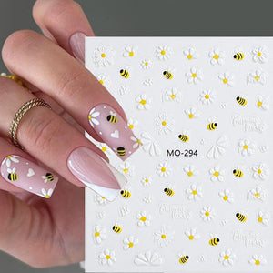 3D Nail Art Stickers Orange Strawberry Cherry Bee Patterns Nail Sticker No Brand