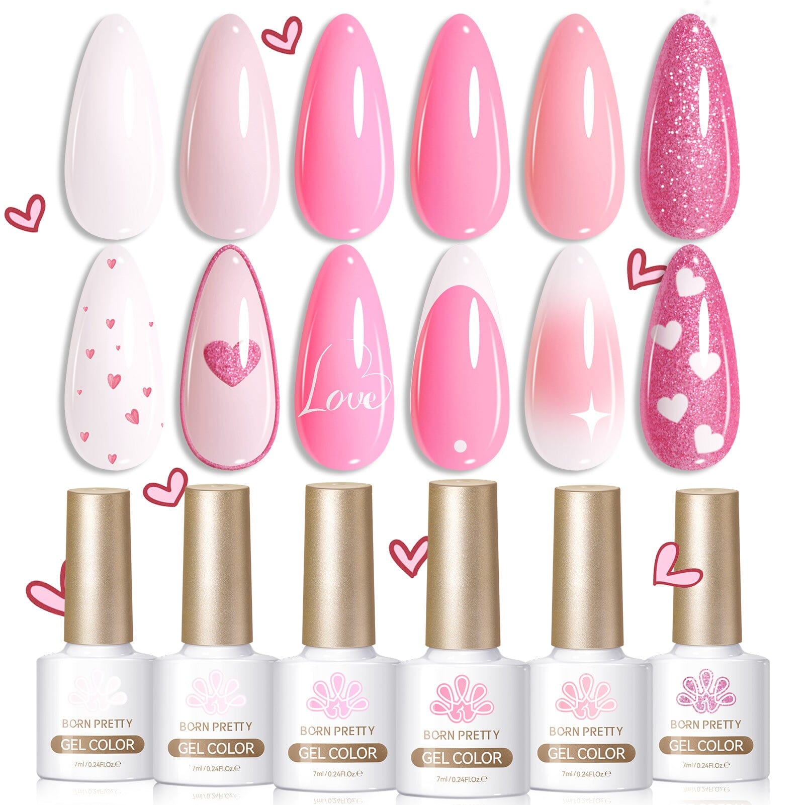 6 Colors Gel Polish S17 Pink Baby 7ml Gel Nail Polish BORN PRETTY