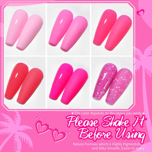 6 Colors Gel Polish Set Hot Pink 7ml Gel Nail Polish BORN PRETTY
