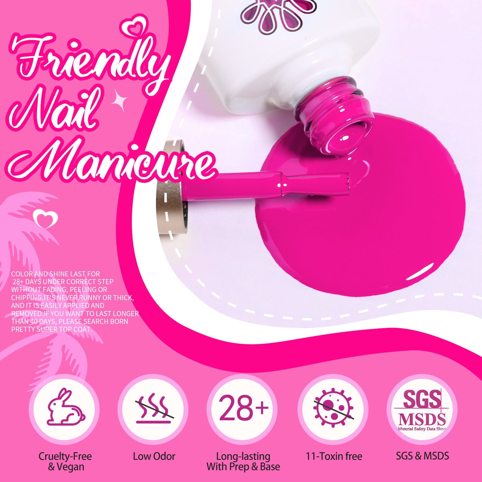 6 Colors Gel Polish Set Hot Pink 7ml Gel Nail Polish BORN PRETTY