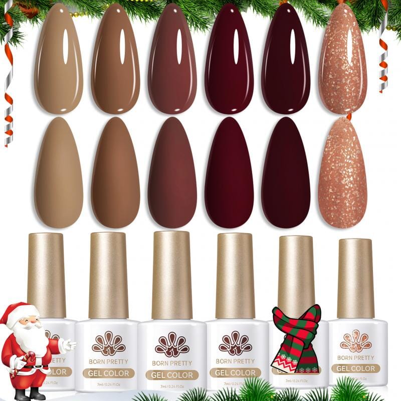 6 Colors Gel Polish Set S18 Caramel Coco 7ml Gel Nail Polish BORN PRETTY