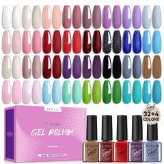 32 Colors Gel with 4pcs Base Top Coat Set #01 7ml Gel Nail Polish LILYCUTE