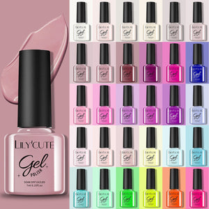 32 Colors Gel with 4pcs Base Top Coat Set #02 7ml Gel Nail Polish LILYCUTE