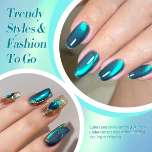 Glass Cat Magnetic Gel MY83 Sea Blue 15ml HEMA/TPO FREE Gel Nail Polish BORN PRETTY