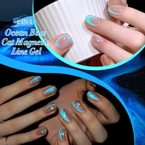 Ocean Blue Cat Magnetic Line Gel 5ml Gel Nail Polish LILYCUTE