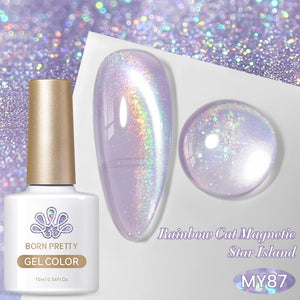 Rainbow Water Light Cat Magnetic Gel MY87 Star Island 10ml Gel Nail Polish BORN PRETTY
