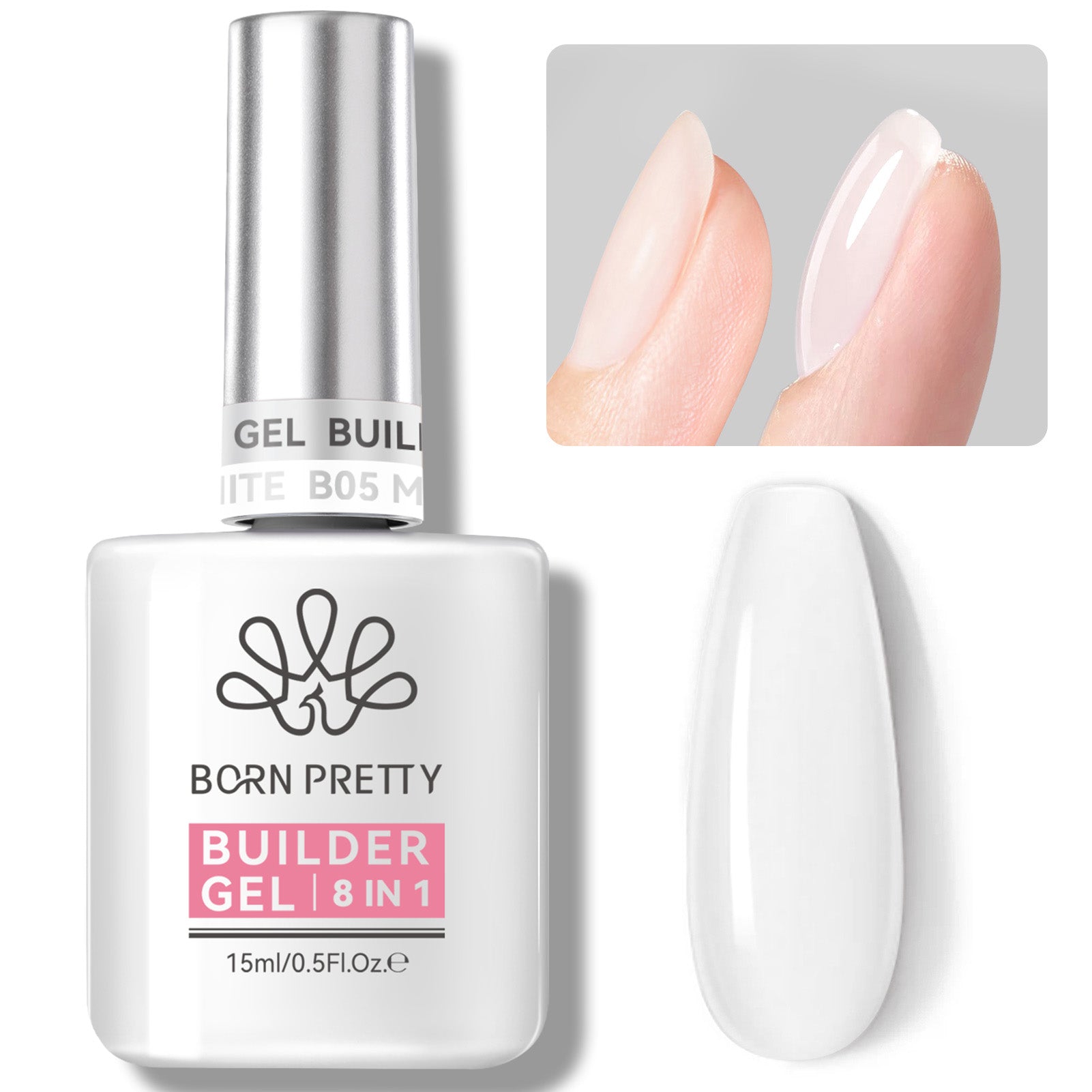 15ml 8 in 1 Builder-Gel 05 Milky White Gel Nail Polish BORN PRETTY