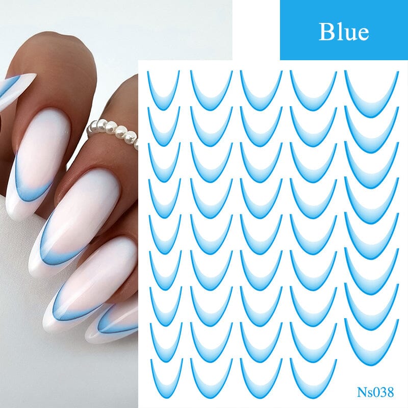 3D Gradient French Line Nail Stickers Nail Sticker No Brand Blue