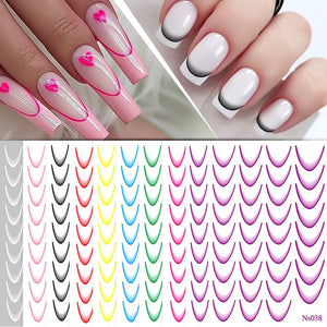 3D Gradient French Line Nail Stickers Nail Sticker No Brand