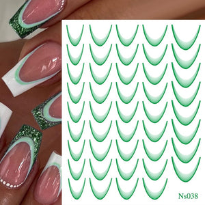 3D Gradient French Line Nail Stickers Nail Sticker No Brand