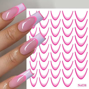 3D Gradient French Line Nail Stickers Nail Sticker No Brand