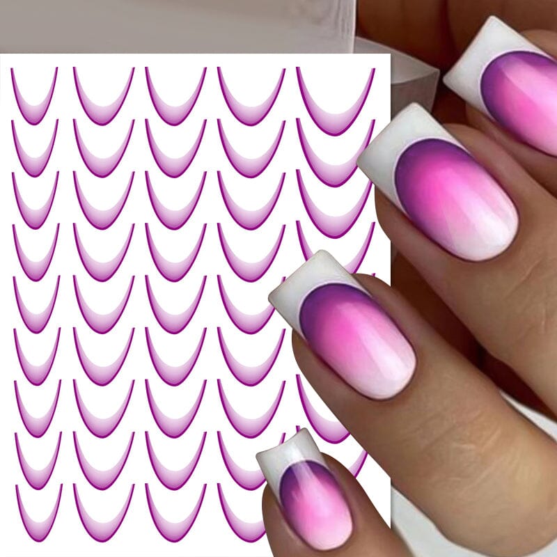 3D Gradient French Line Nail Stickers Nail Sticker No Brand