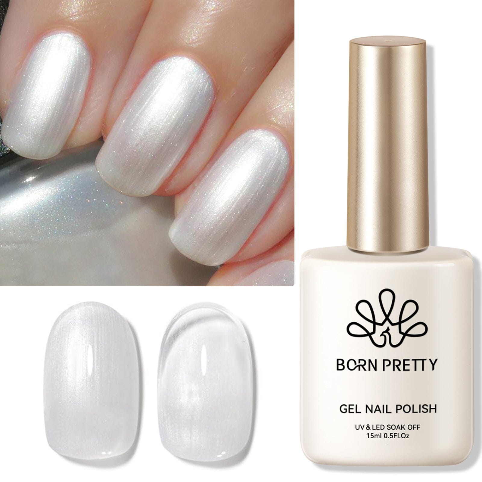 Shimmer Pearl Gel Polish Moonlit Pearl 15ml Gel Nail Polish BORN PRETTY