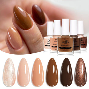 6 Colors Nude Brown Nail Polish Set 10ml Nail Polish BORN PRETTY